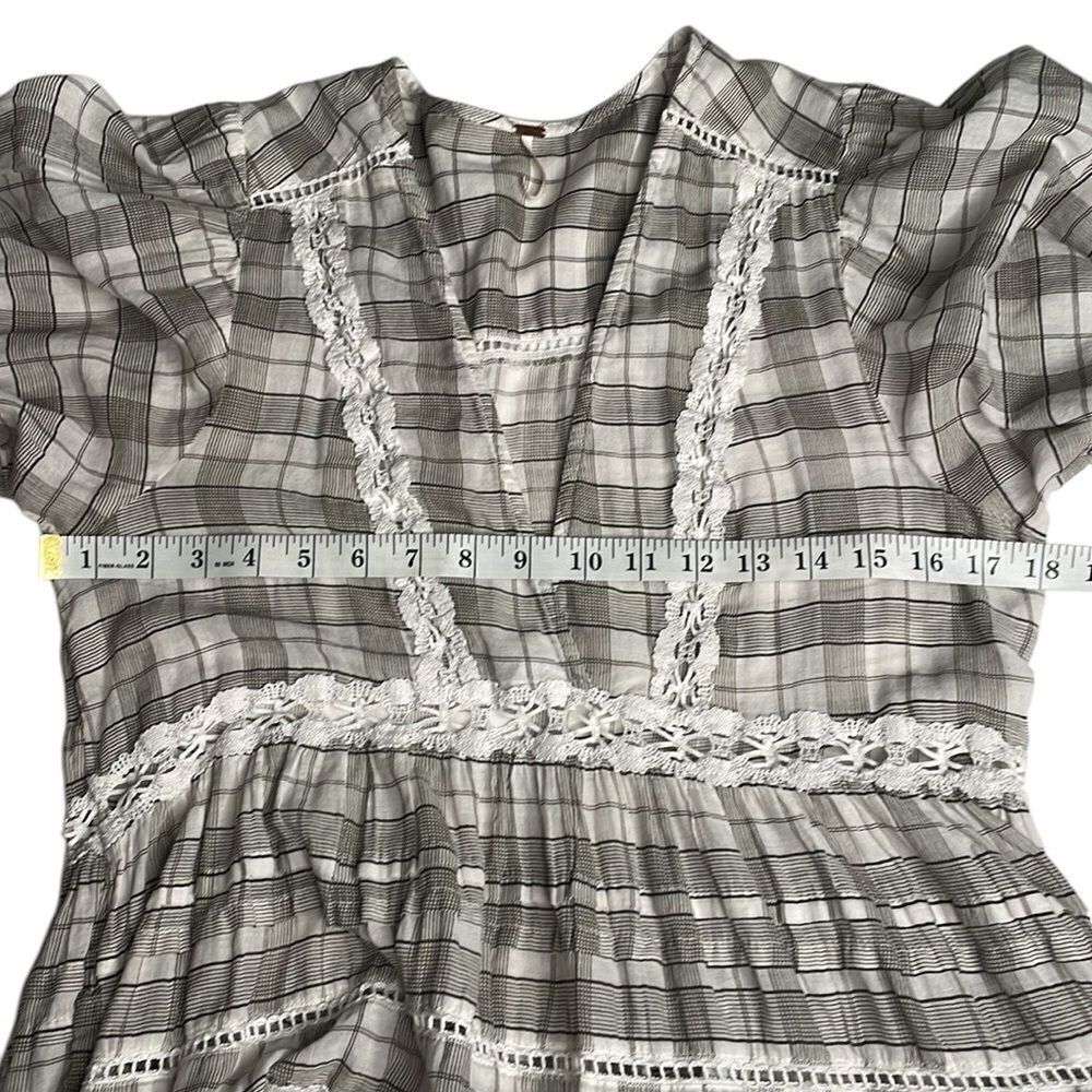 Free People Time Out Oversized Plaid Lace Tunic - Picture 8 of 11
